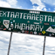 An Extraterrestrial Highway sign is posted along state route 375 on July 22, 2019 in Rachel, Nevada.